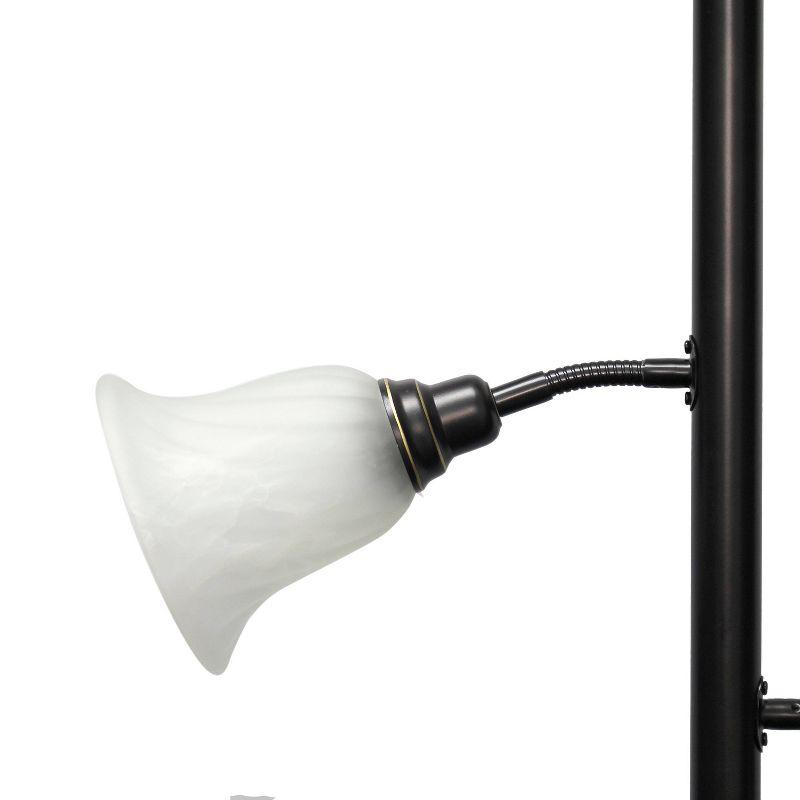 Torchiere Floor Lamp with 2 Reading Lights and Scalloped Glass Shades Bronze/White - Lalia Home: Adjustable, UL Listed, Metal Body