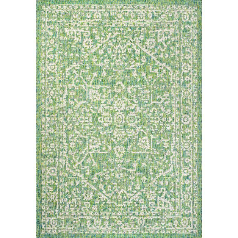 Malta Bohemian Inspired Medallion Textured Weave Indoor/Outdoor Area Rug - JONATHAN Y