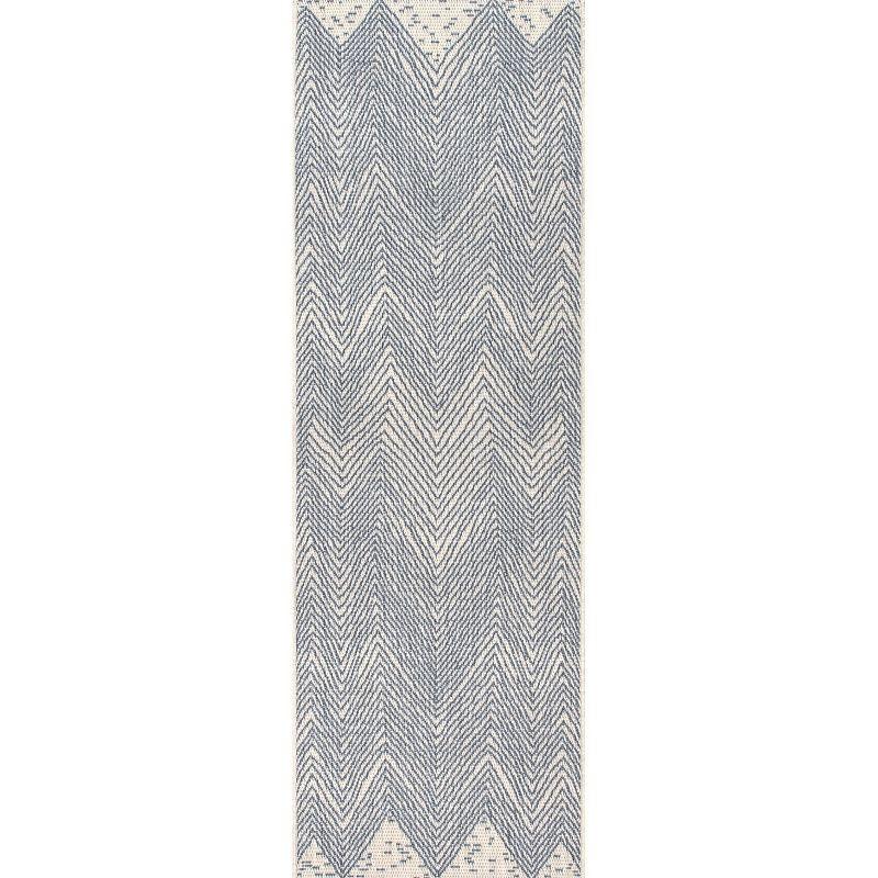 Dunham Abstract Indoor/Outdoor Area Rug for Living Room Patio Deck Front Porch Kitchen, Blue/Ivory
