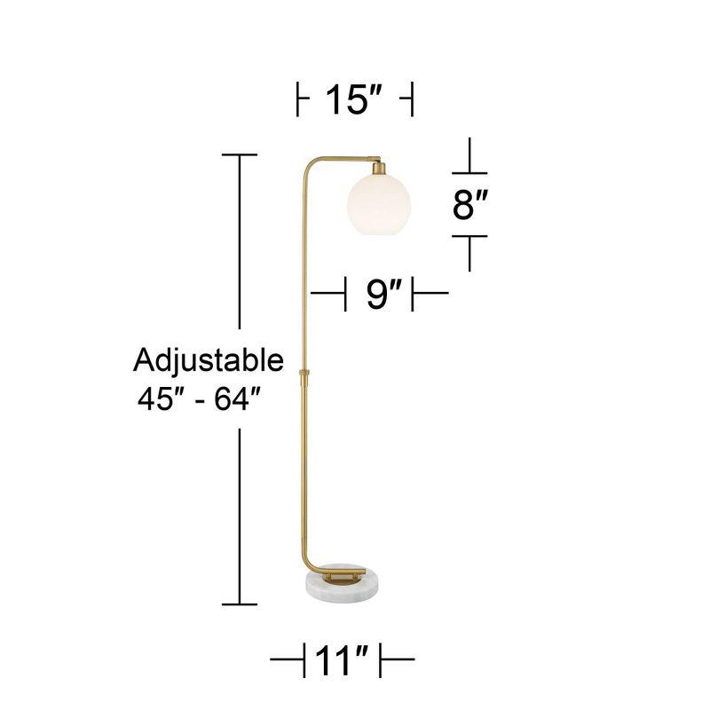 Casaba Mid-Century Gold Metal Arc Floor Lamp with White Marble Base