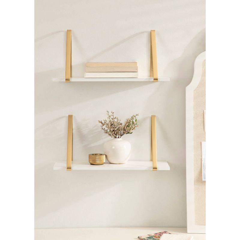 27.5" x 8.2" 2pk Soloman Wooden Shelf Set with Brackets - Kate & Laurel All Things Decor