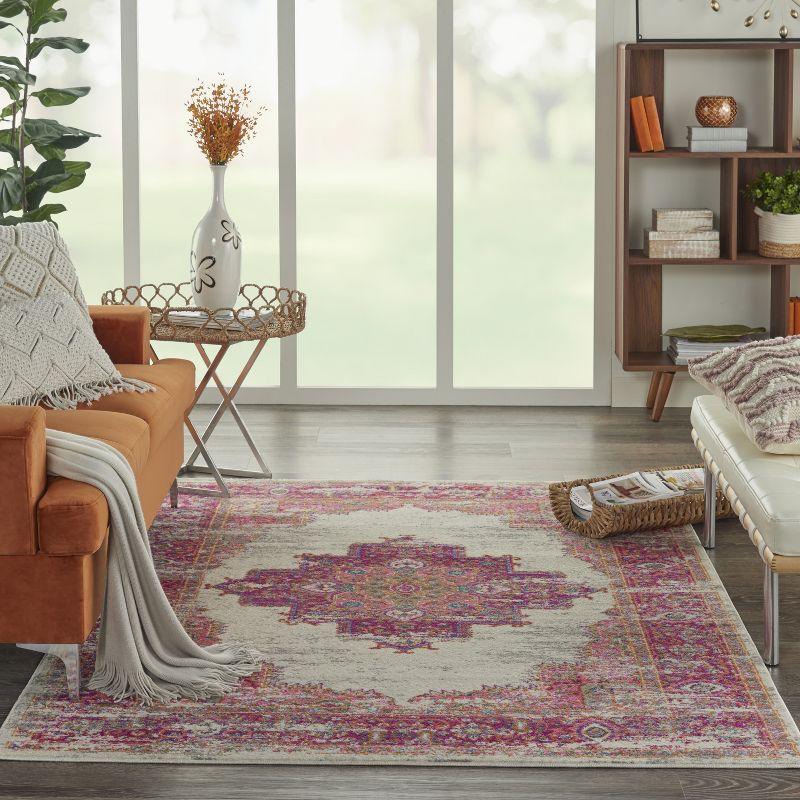Nourison Passion Medallion Bohemian Indoor Rug Ivory/Fuchsia 5'3" x 7'3"