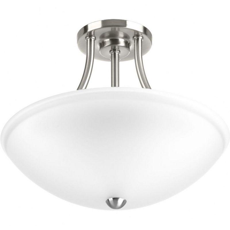 Brushed Nickel LED Semi-Flush Mount with Etched Glass Shade