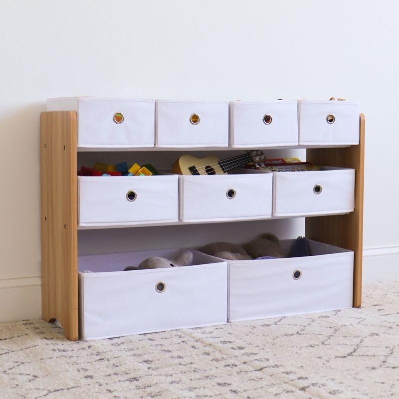 Kids' Toy Storage Organizer with 9 Collapsible Fabric Storage Bins White - Humble Crew: Playroom Bin Shelves, MDF Frame