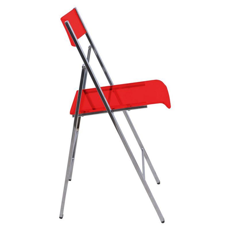 LeisureMod Menno Series Folding Chair with Stainless Steel Frame, Set of 2, Red