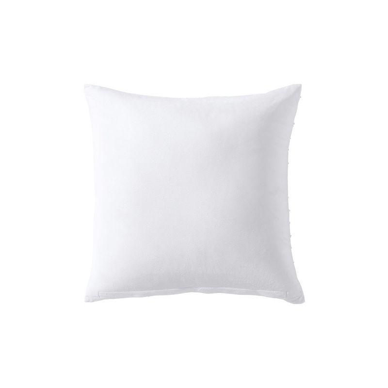 White Embroidered Cotton Linen Square Throw Pillow