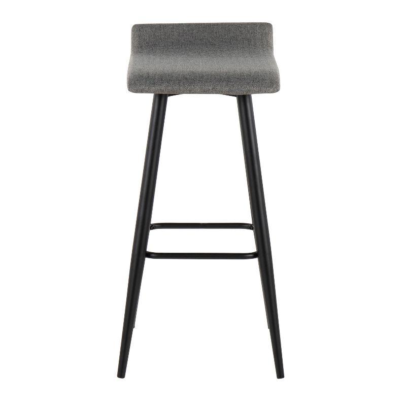 Set of 2 Ale Polyester/Steel Barstool Black/Gray - LumiSource: Modern Design, Herringbone Pattern, 29" Fixed Height