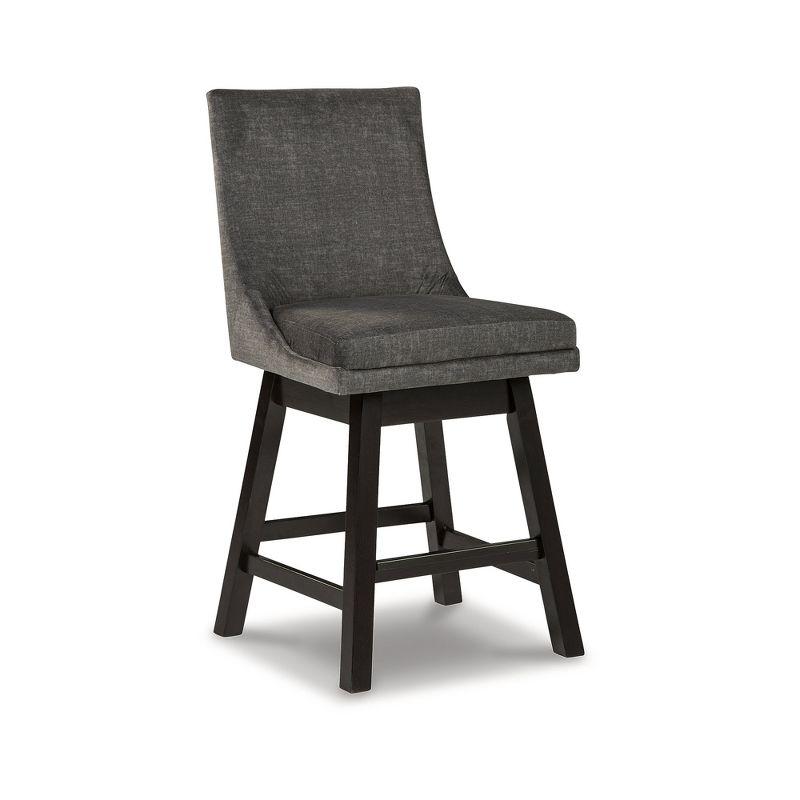 Signature Design by Ashley Tallenger Upholstered Swivel Counter Height Barstool Set of 2, Dark Gray