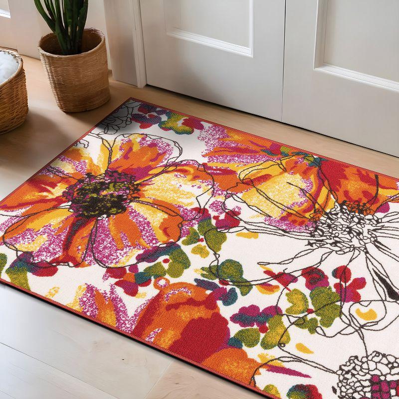 World Rug Gallery Modern Bright Flowers Non-Slip Area Rug