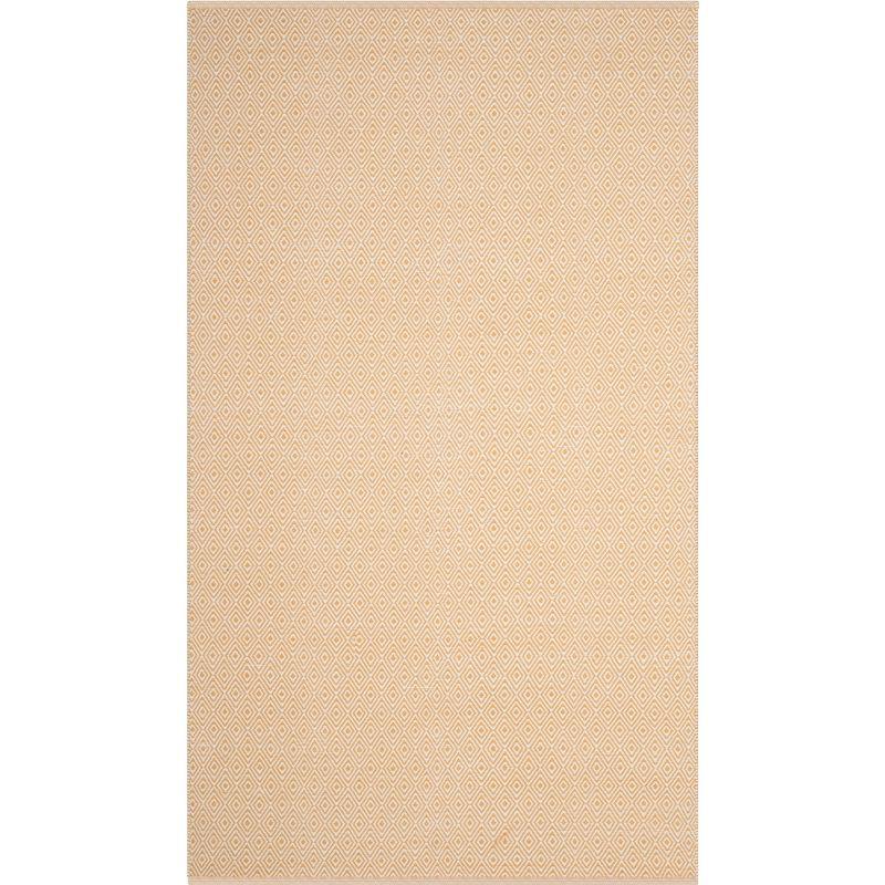 Coastal Charm Gold Geometric Hand-Woven Cotton Area Rug