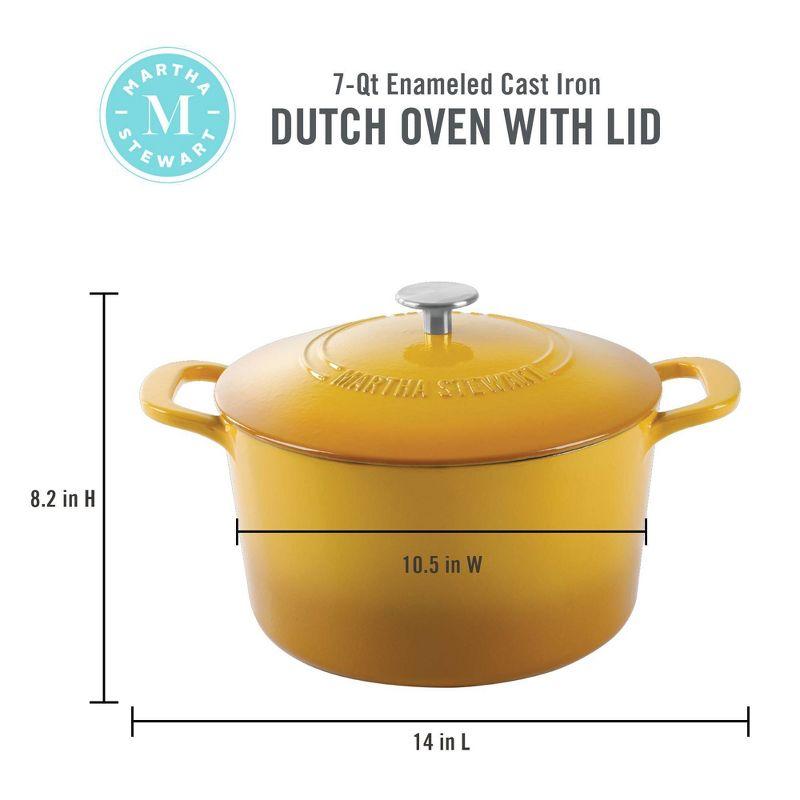 Martha Stewart Martha Stewart 7 Quart Enameled Cast Iron Dutch Oven With Lid In Yellow Ombre