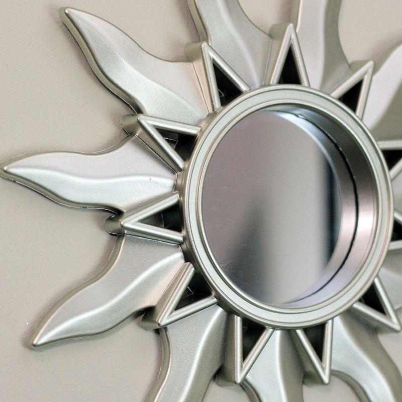 Northlight Set of 3 Mayan Sunburst Matte Silver Round Mirrors 9.5"