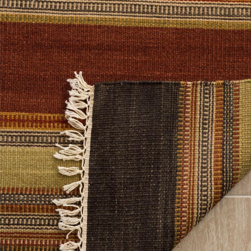 Handmade Red and Gold Striped Wool Area Rug, 8' x 10'