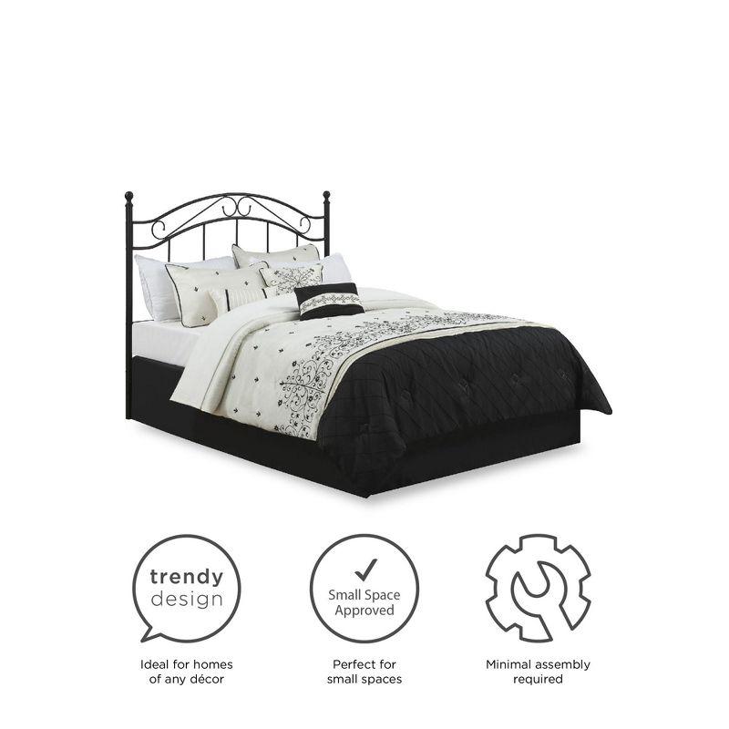 DHP Full/Queen Metal Headboard with Delicate Detailing, Black