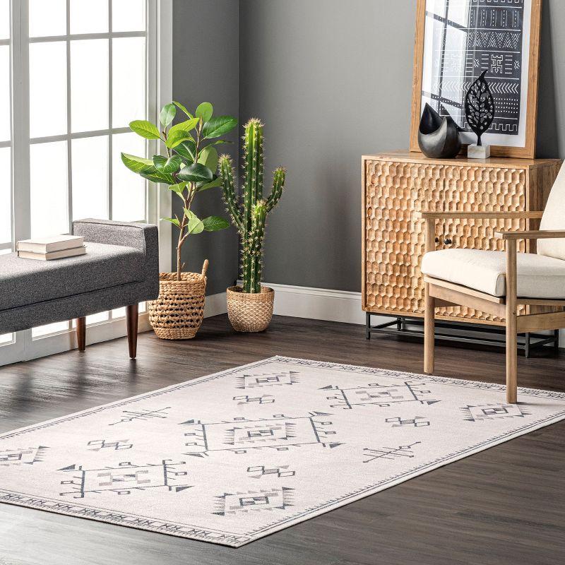 Nuloom Evalyn Southwestern Pet Friendly Machine Washable Area Rug, 3' x 5', Cream