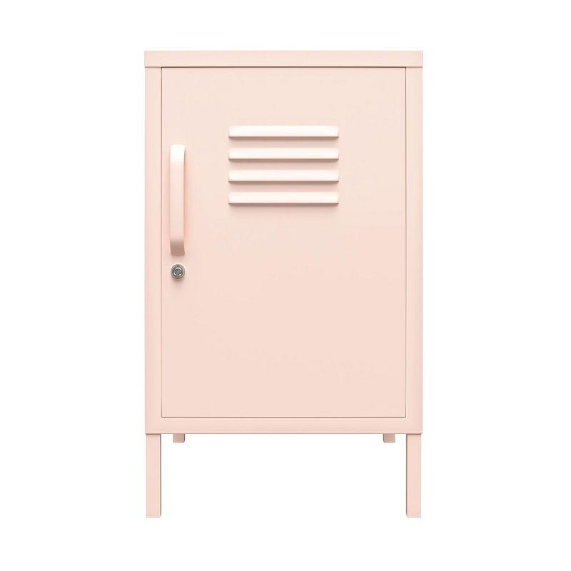 Pink Metal Locker Style End Table with Storage