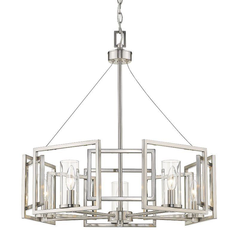 Golden Lighting Marco 5-Light Chandelier in Pewter with Clear Glass