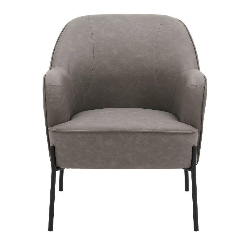 Daniella Contemporary Accent Chair Black/Gray - LumiSource: Upholstered Faux Leather, Steel Frame, Foam Cushion