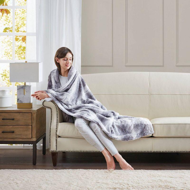 60"x70" Oversized Marselle Faux Fur Throw Blanket - Madison Park