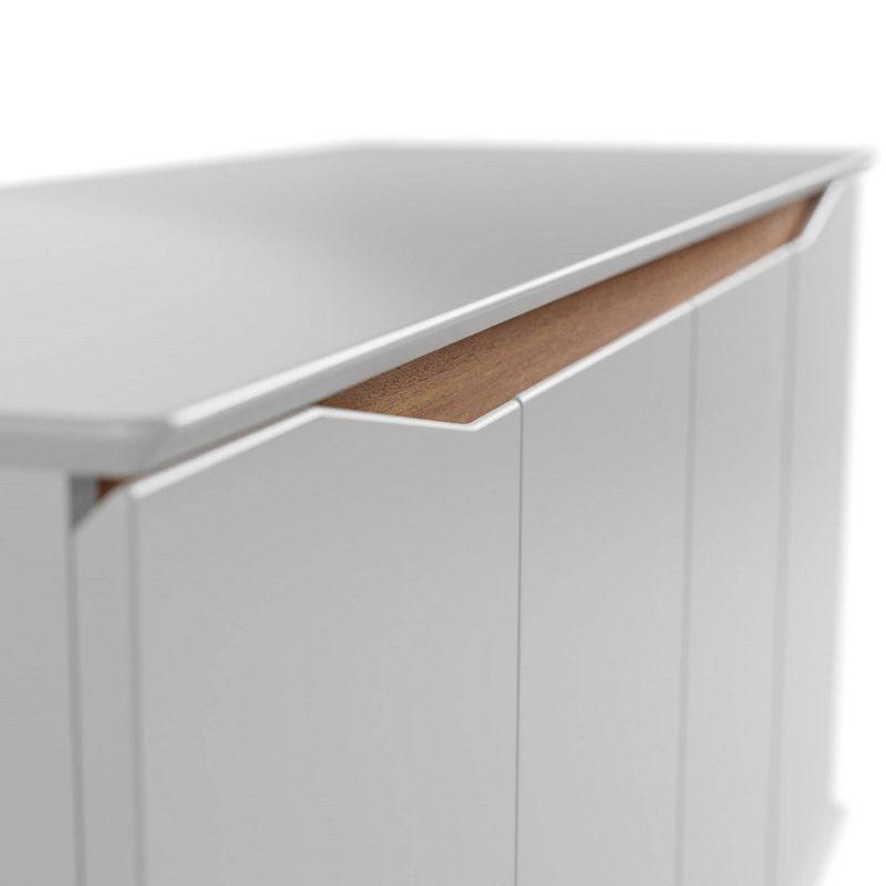 Manhattan Comfort 53.15" Tudor 4 Shelf Sideboard White/Cream : Mid-Century Buffet Server, MDF Storage Cabinet