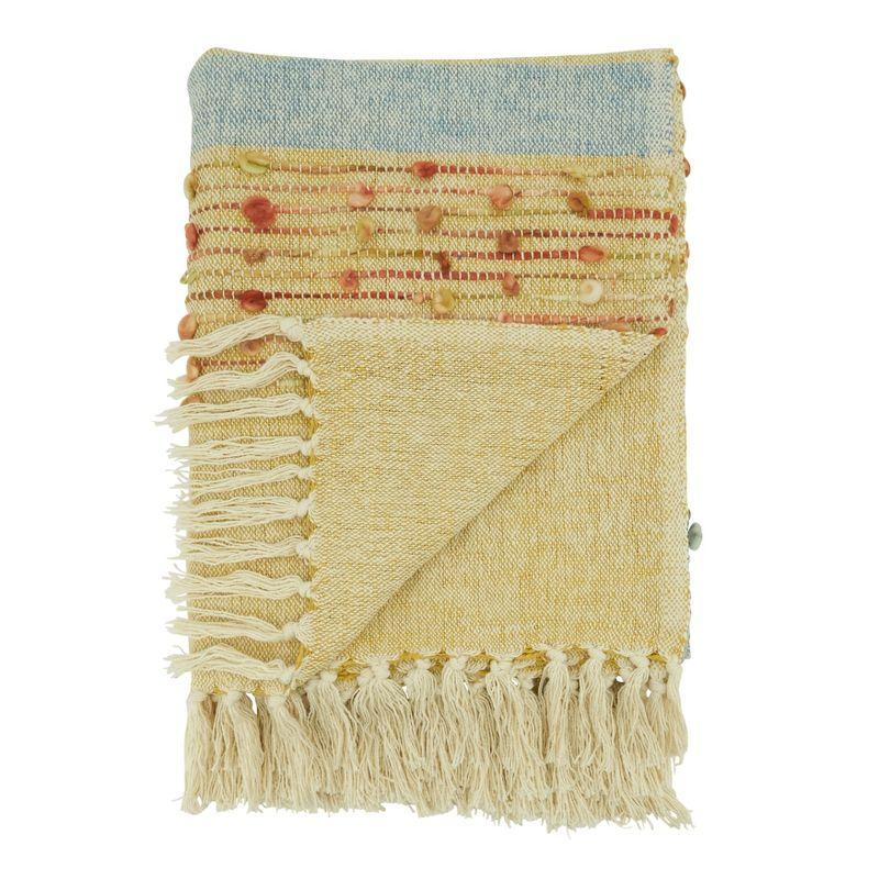 Multicolor Striped Cotton Throw Blanket with Fringe