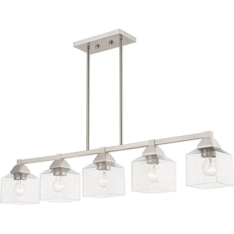 Aragon Brushed Nickel 5-Light Linear Chandelier with Clear Seeded Glass