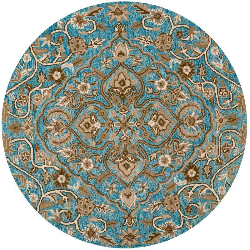 Bella BEL673 Hand Tufted Area Rug - Blue/Taupe - 5' Round - Safavieh.