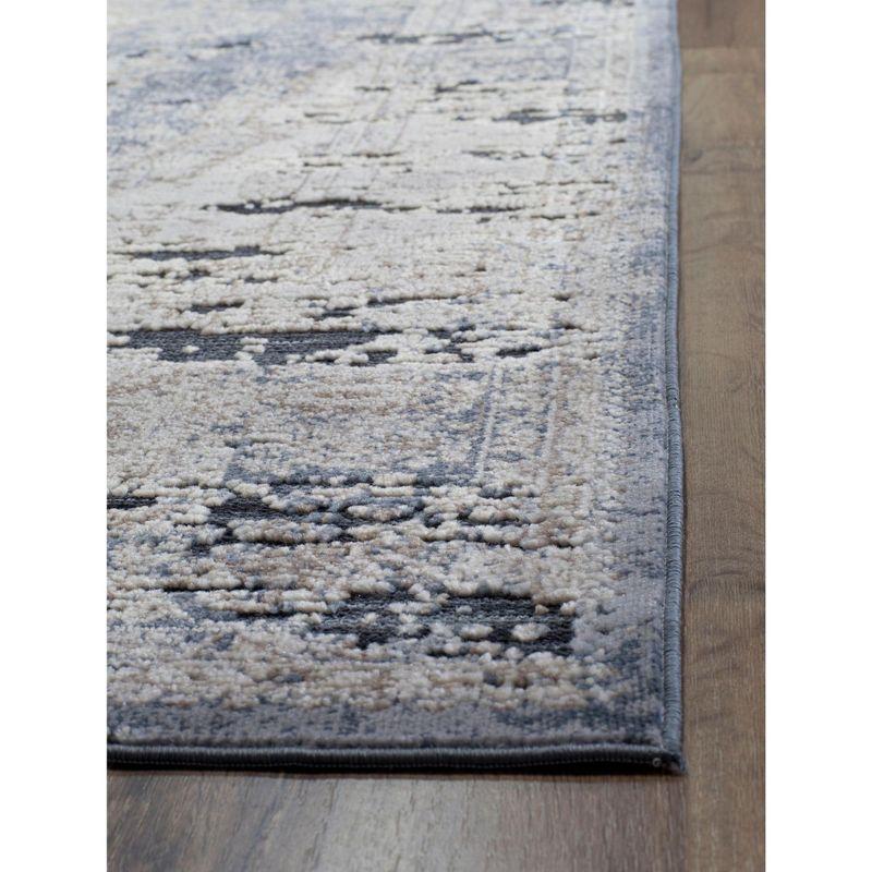 Rugs America Castle CB400A Blue Tan Abstract Transitional Blue Area Rug for Dining Room Rug Neutral Rug Living Room Rug Kitchen, 2'x4'