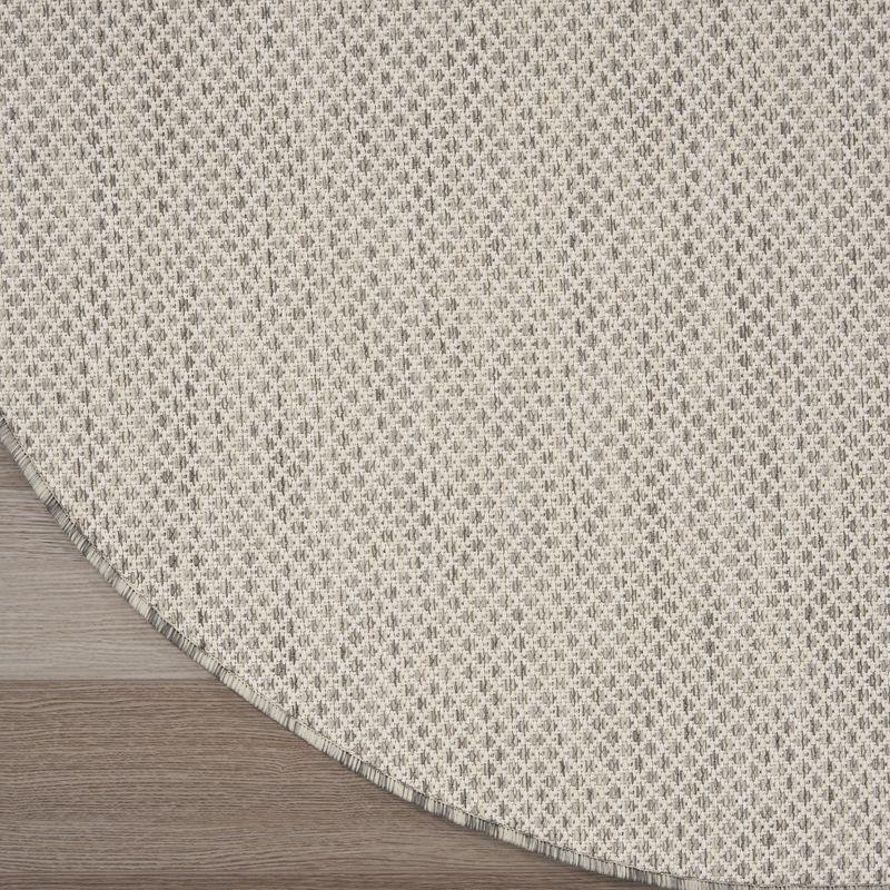 Nourison 5' x 5' Courtyard Modern Easy Care Flatweave Indoor Outdoor Round Rug Ivory/Silver