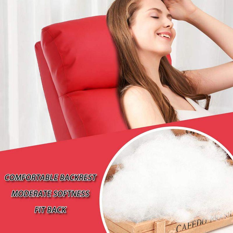 FDW Wingback Recliner Chair Leather Single Modern Sofa Home Theater Seating for Living Room,Red