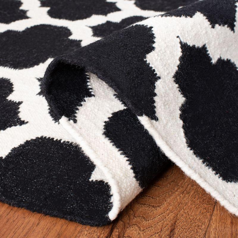 Handmade Geometric Black & Ivory Wool Area Rug 8' x 10'