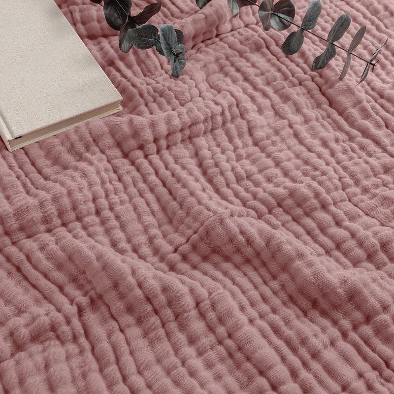 Muslin Blanket for Adults, Extra Large Throw 50" x 60" By Comfy Cubs - Mauve