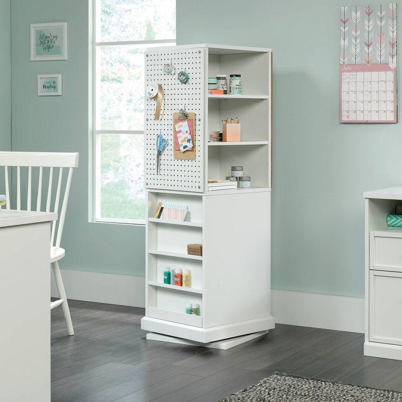 White Particle Board Craft Tower with Swivel Base and Storage