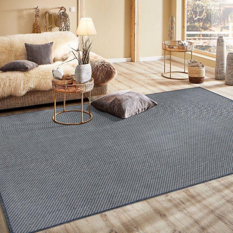 Reversible Easy-Care Blue Synthetic 5' x 7' Area Rug