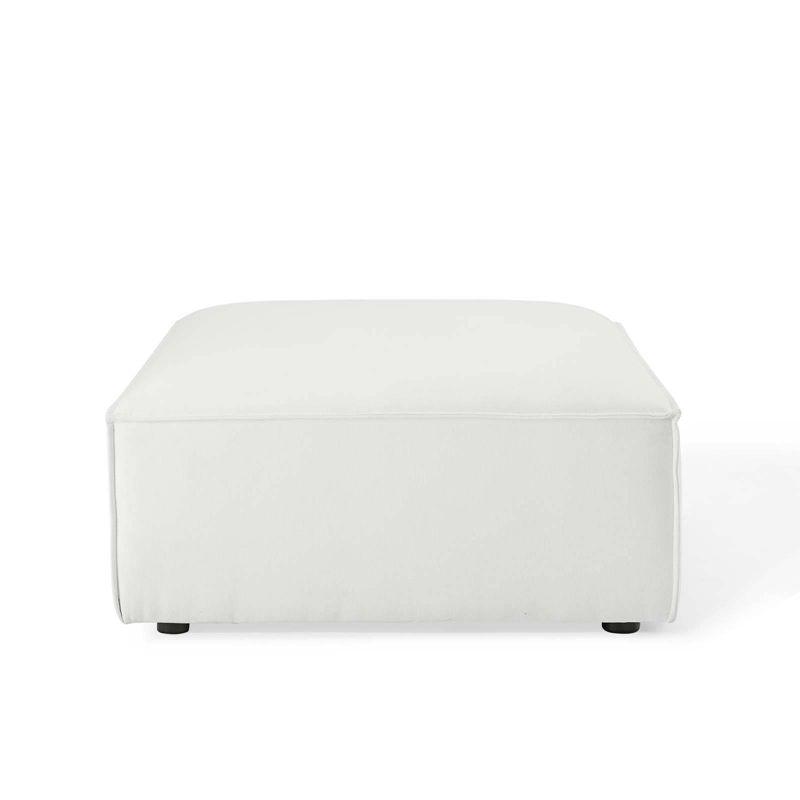 White Velvet 5-Piece Sectional Sofa with Ottoman