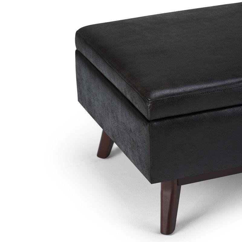 Simpli Home Owen 34"W Upholstered Coffee Table Storage Ottoman with Lift Top and Solid Wood Legs