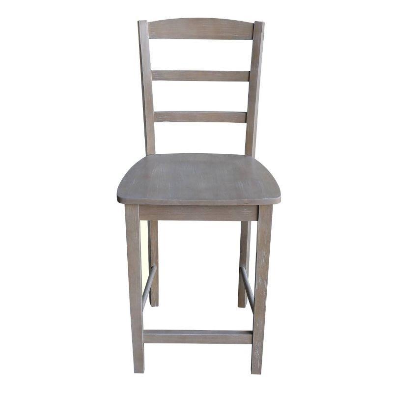 International Concepts 24" Madrid Counter Height Barstool Washed Gray/Taupe : Hardwood Ladder-Back, Spot Clean