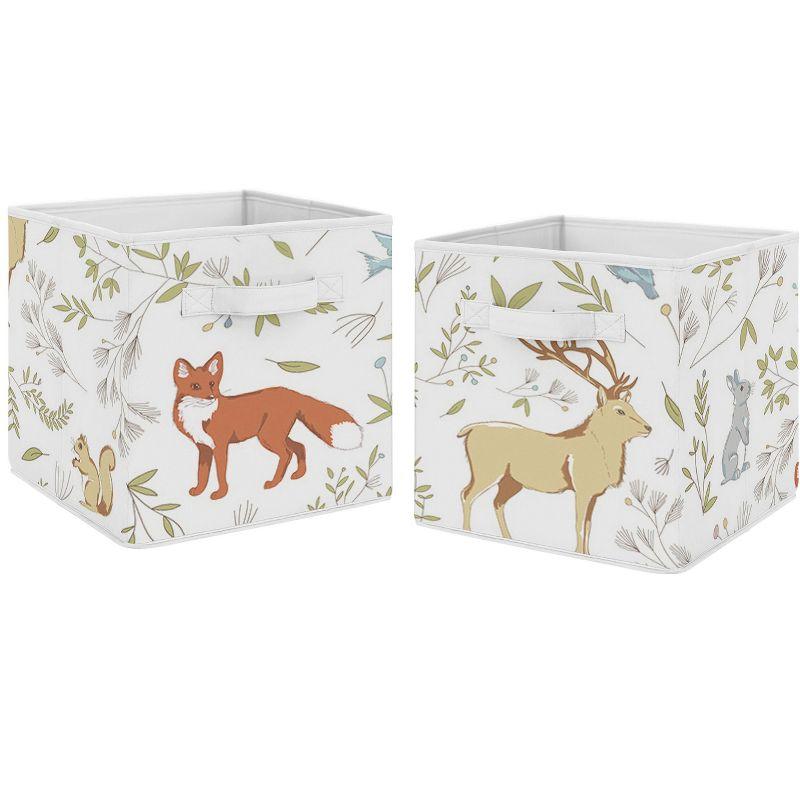 Woodland Animal Toile Foldable Fabric Storage Cubes Set