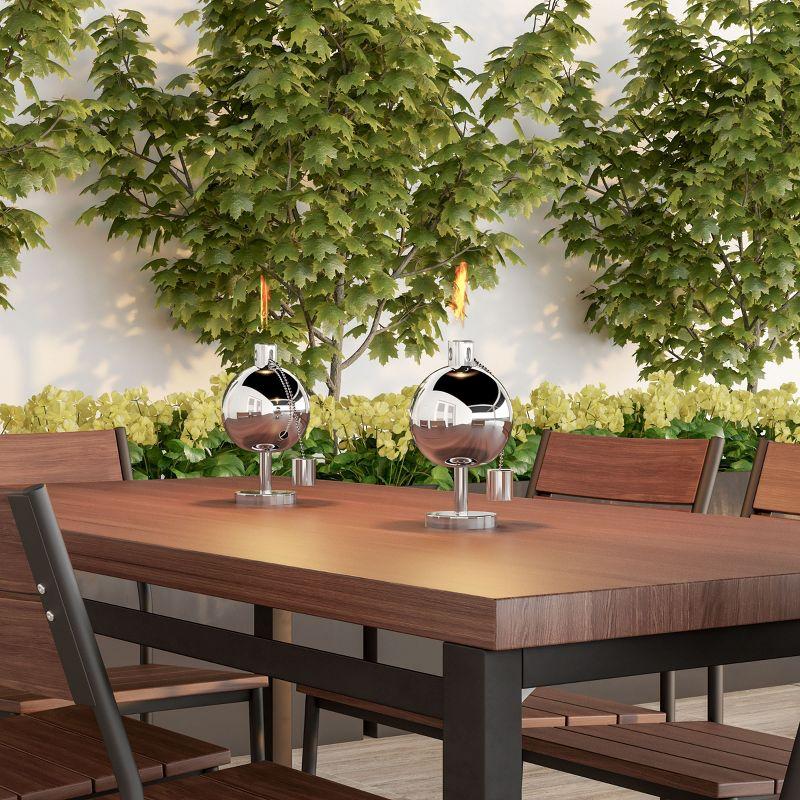 10-Inch Stainless-Steel Tabletop Torch Lamp with Fiberglass Wick - for Deck and Patio Decor by Nature Spring (Silver)