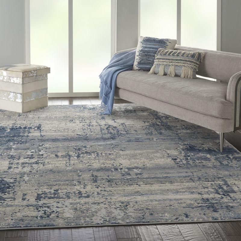 Blue and Gray Abstract Rectangular Area Rug