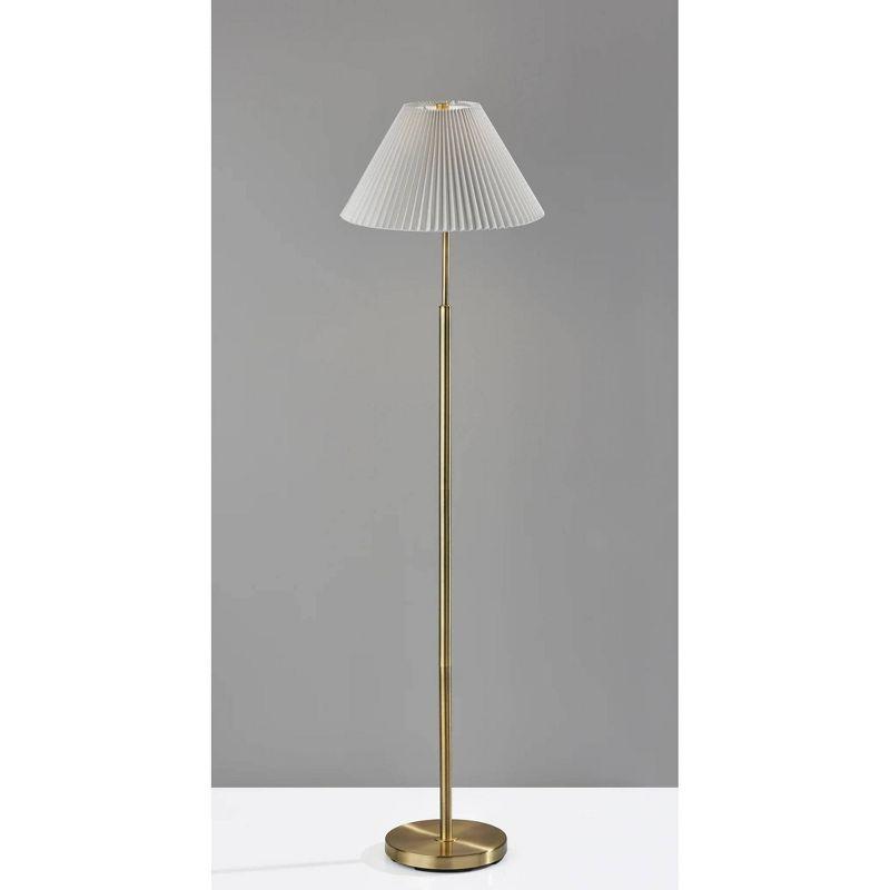 Adesso Jeremy Floor Lamp Antique Brass: Linen Shade, 3-Way Switch, Metal Body, UL Listed