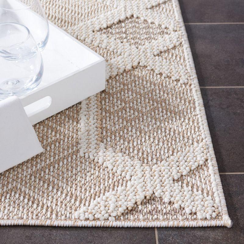 Ivory Rectangular 8' x 10' Synthetic Stain-Resistant Area Rug