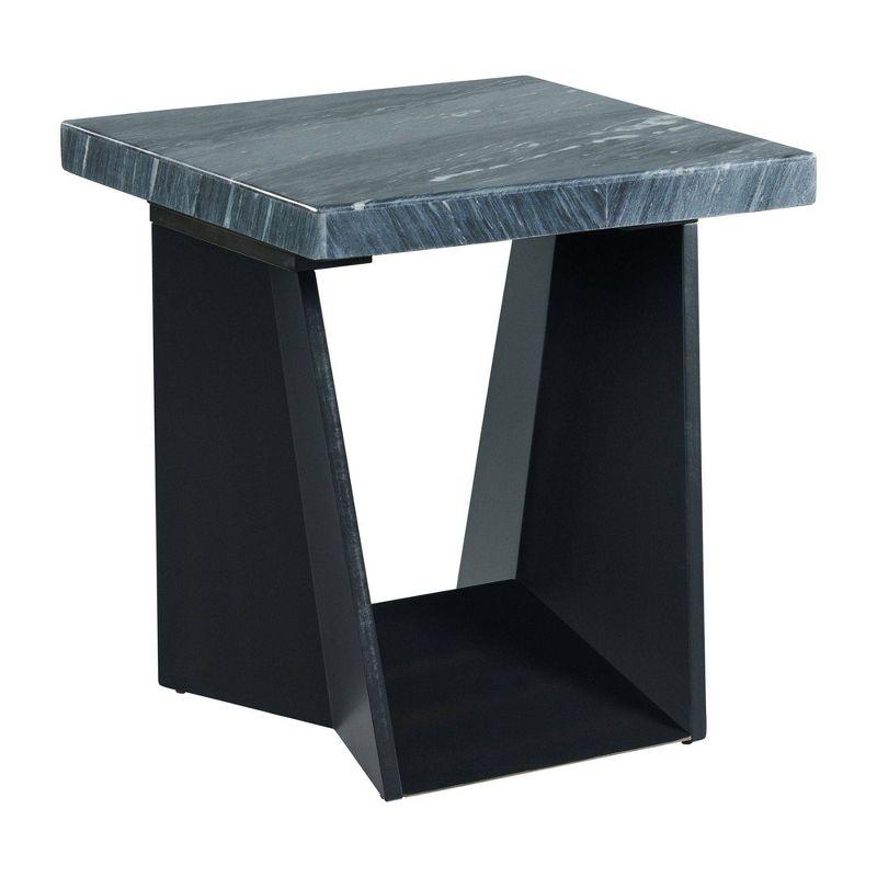 Contemporary Dark Gray 22" Square Wood & Stone End Table