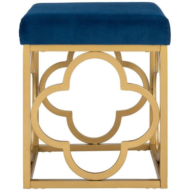 Fleur Square Ottoman - Navy/Gold - Safavieh