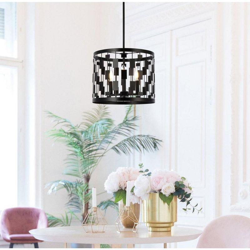 Elegant Lighting Levante 3 lights pendant in black