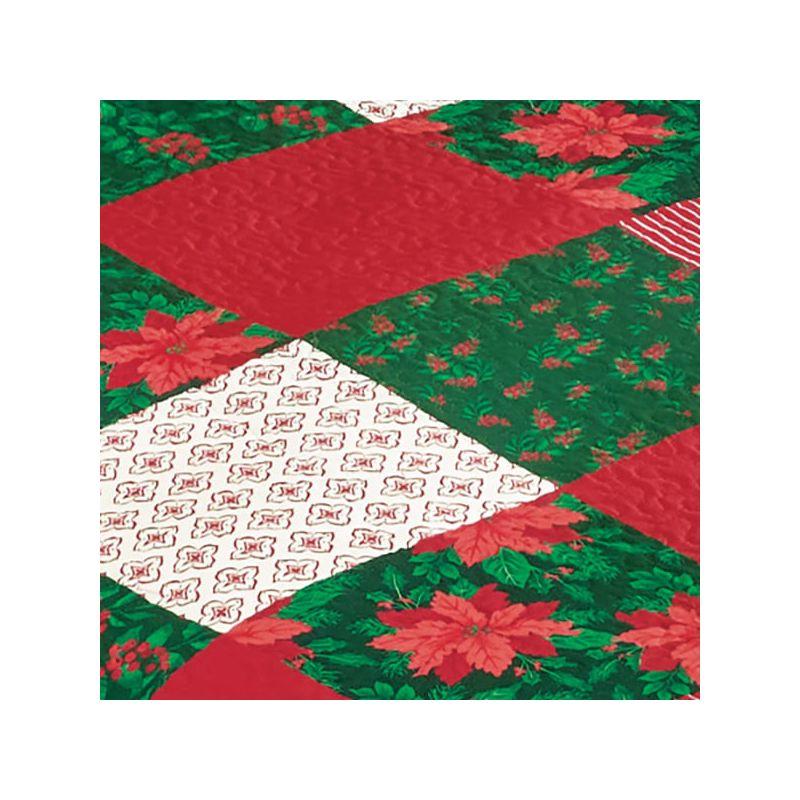 Mistletoe Patchwork Triple Ruffle Holiday Bedspread