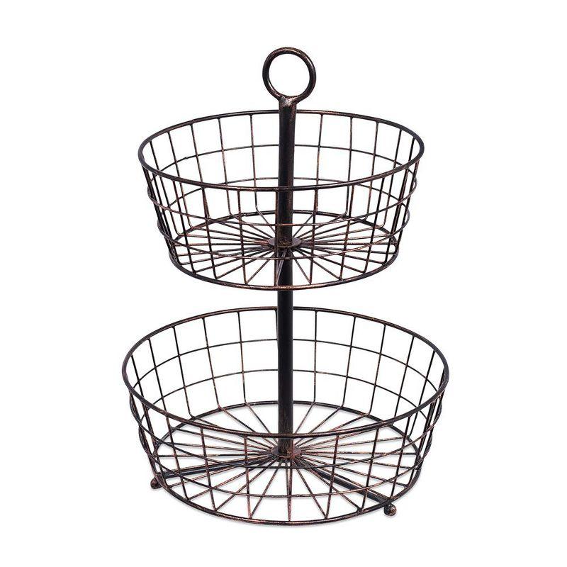 Black Metal 2-Tier Wire Fruit Basket