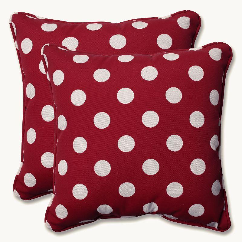 Red and White Polka Dot Outdoor Throw Pillow Set