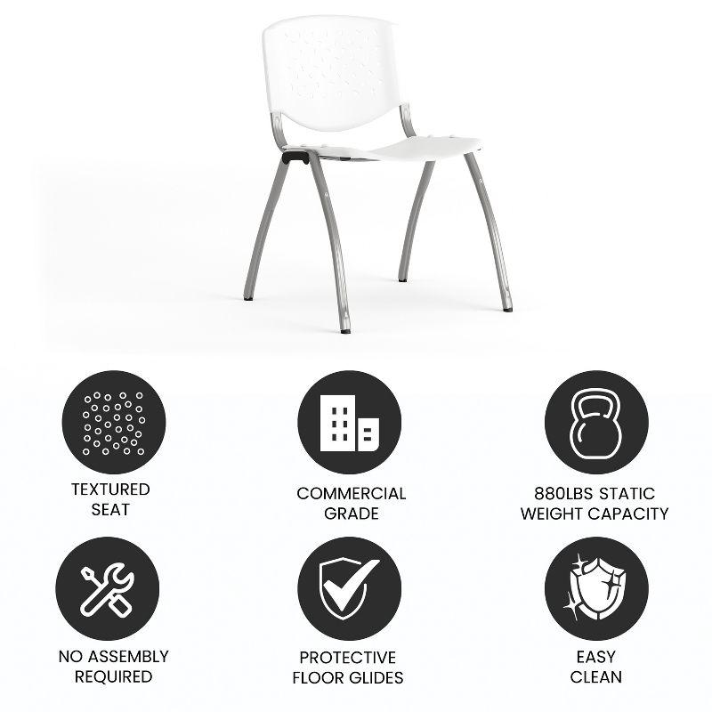 Flash Furniture Memphis 880 lb. Capacity Plastic Stack Chair with Powder Coated Frame