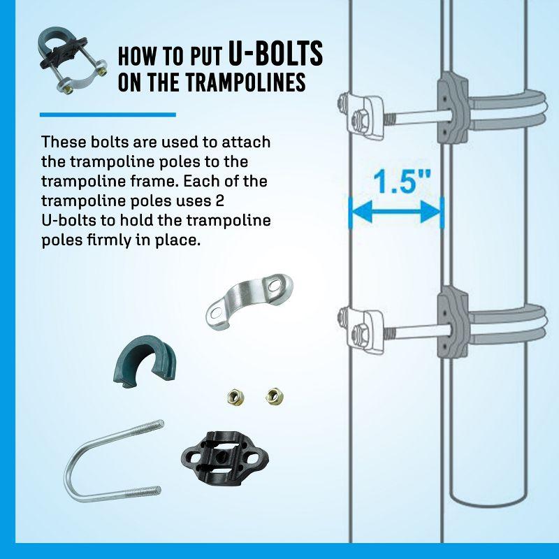 Upper Bounce Trampoline Safety Enclosure Set including Net, 6 Curved Poles, Pole Caps, Pole Foam Sleeves - Fits 8ft Round Trampoline Frame